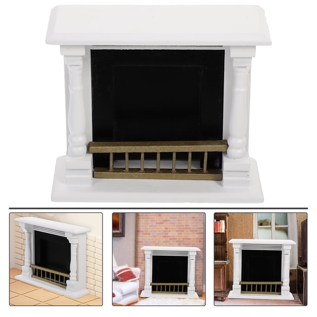 Greenadscape White Mini House Fireplace Model with Delicate Craftsmanship for Decorative Use and DIY Projects 3.5 x 2.8 x 2.2 inches