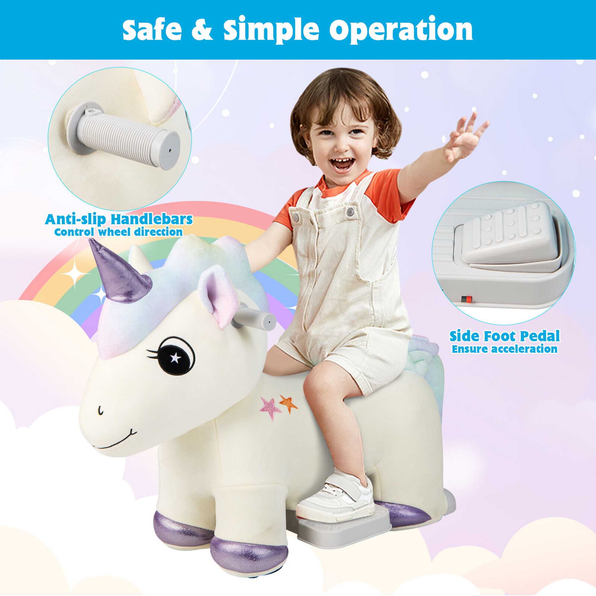 6v ride on unicorn bike sales