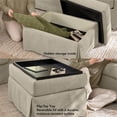 thumbnail image 3 of Pemberly Row Pouf de Rangement avec Plateau Intégré et Housse en Tressage Panier Sable, 3 of 6