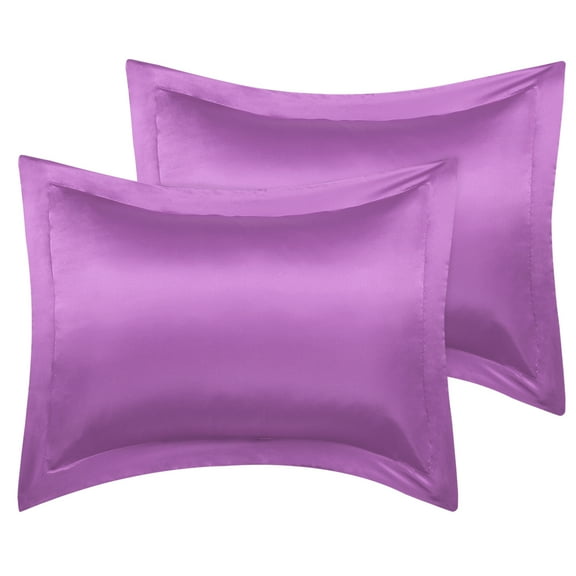 Unique Bargains 2-Pack Satin Pillow Shams Queen Size 20" x 30" Purple