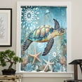 thumbnail image 4 of Coastal Sea Turtle Semi Sheer Curtains Drapes for Living Room,Bedroom,French Doors Window 54 Inches Long,Vintage Teal Nautical Beach Botanical Rod Pocket Chiffon Curtain Drapery Voile Drape Panel, 4 of 6