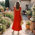 thumbnail image 4 of DARING DIVA Women's Maxi Tent Dress with Asymmetric Neck Balloon Sleeves XS Red, 4 of 4