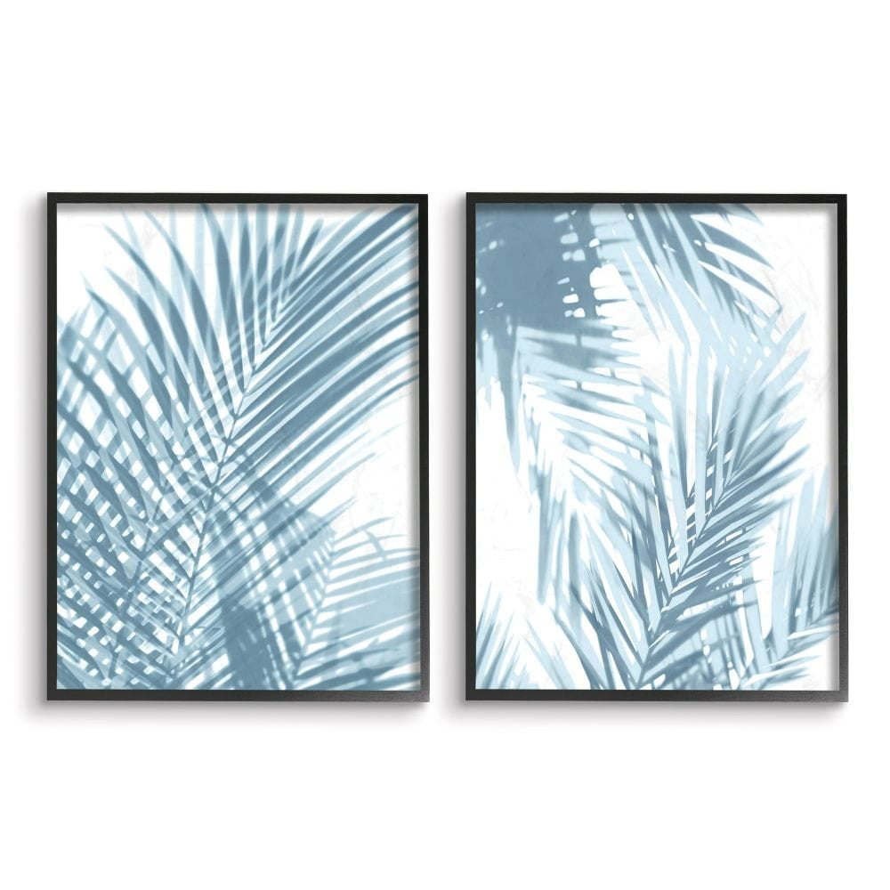 Stupell Industries Blue Ferns Abstract Light Designs Framed Wall Art by C Brand Studios