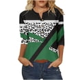 thumbnail image 2 of Fiudx Ofertas Relámpago Camiseta Holgada de Manga 3/4 con Botones Estampados para Mujer, 2 of 4