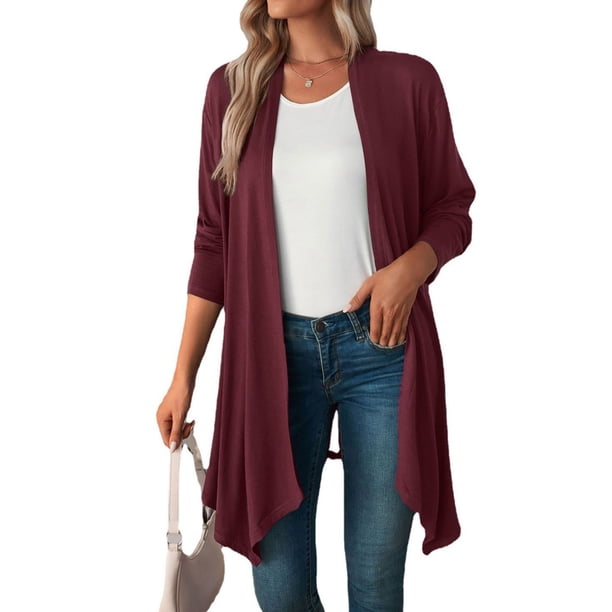 Pntutb Mujeres Chaquetas Casuales Frente Abierto Manga Larga Blusa Sólida tops Abrigo Liquidación Pntutb Pntutb-2059
