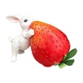 thumbnail image 3 of koolsoo Strawberry Bunny Sculpture Garden Statue Housewarmings Gift Novelty Resin Animal Figurine Backyard Decoration for Yard Office white, 3 of 8