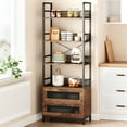 thumbnail image 1 of EDTara Tall Rustic Bookshelf, 4-Tier Bookcase With Drawers and Open Storage for Bedroom or Living Room Decor, 1 of 8