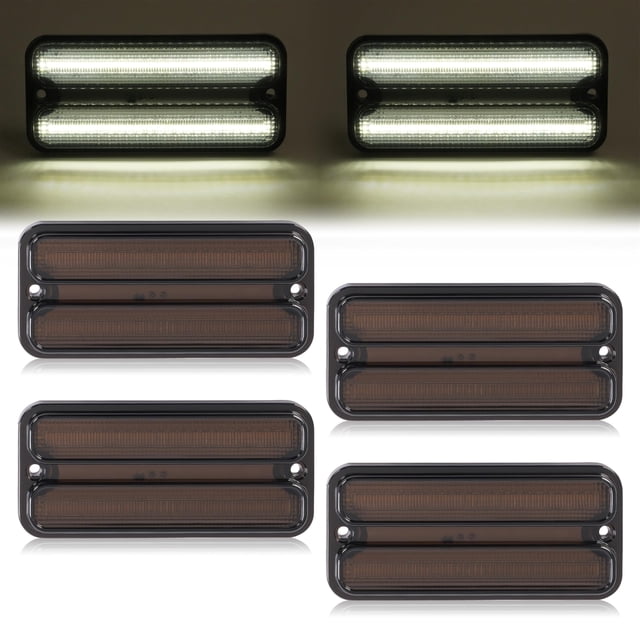 Luces LED laterales de marcador HECASA, 4 piezas, lente marrón, delanteras y traseras