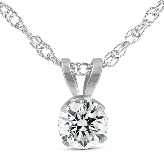 Pompeii 3/8 Ct Solitaire Round Cut Lab Grown Grown Diamond Pendant 14K White Gold