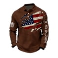 thumbnail image 3 of Havenx We the People T-Shirt for Men Long-Sleeved Waffle Fabric Polo Shirt National Flag Print Buttons Sweatshirt Cross Patriotic Freedom 250 Years Of Freedom Tee,Brown M, 3 of 4
