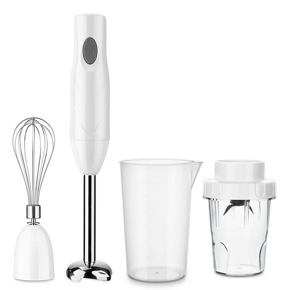Zootealy Immersion Hand Blender 4-in-1 Stick Blender with 600ml Mixing Beaker, Food Grinder, Egg Whisk, Smoothies, Sauces and Soups - White