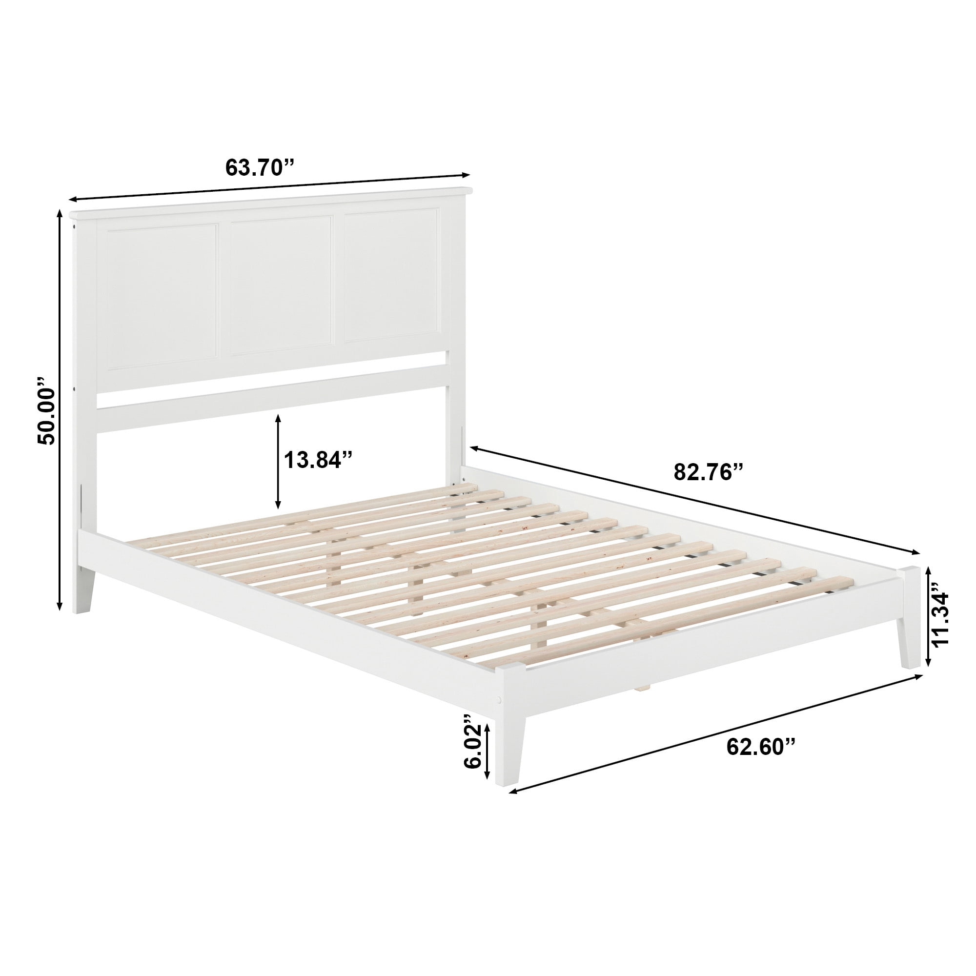 AFI Madison Queen Low Profile Wood Platform Bed, White