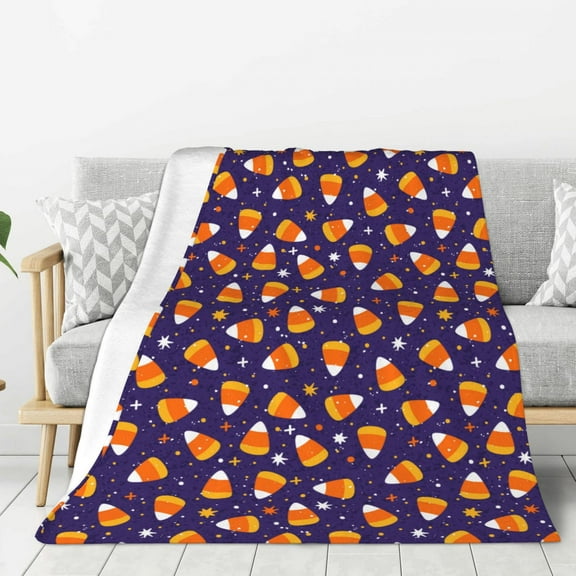 Hirioo Candy Corn (2) for Flannel Blanket, Cozy and Warm Throw for Bed or Couch ,Perfect for All Seasons-40"x30"