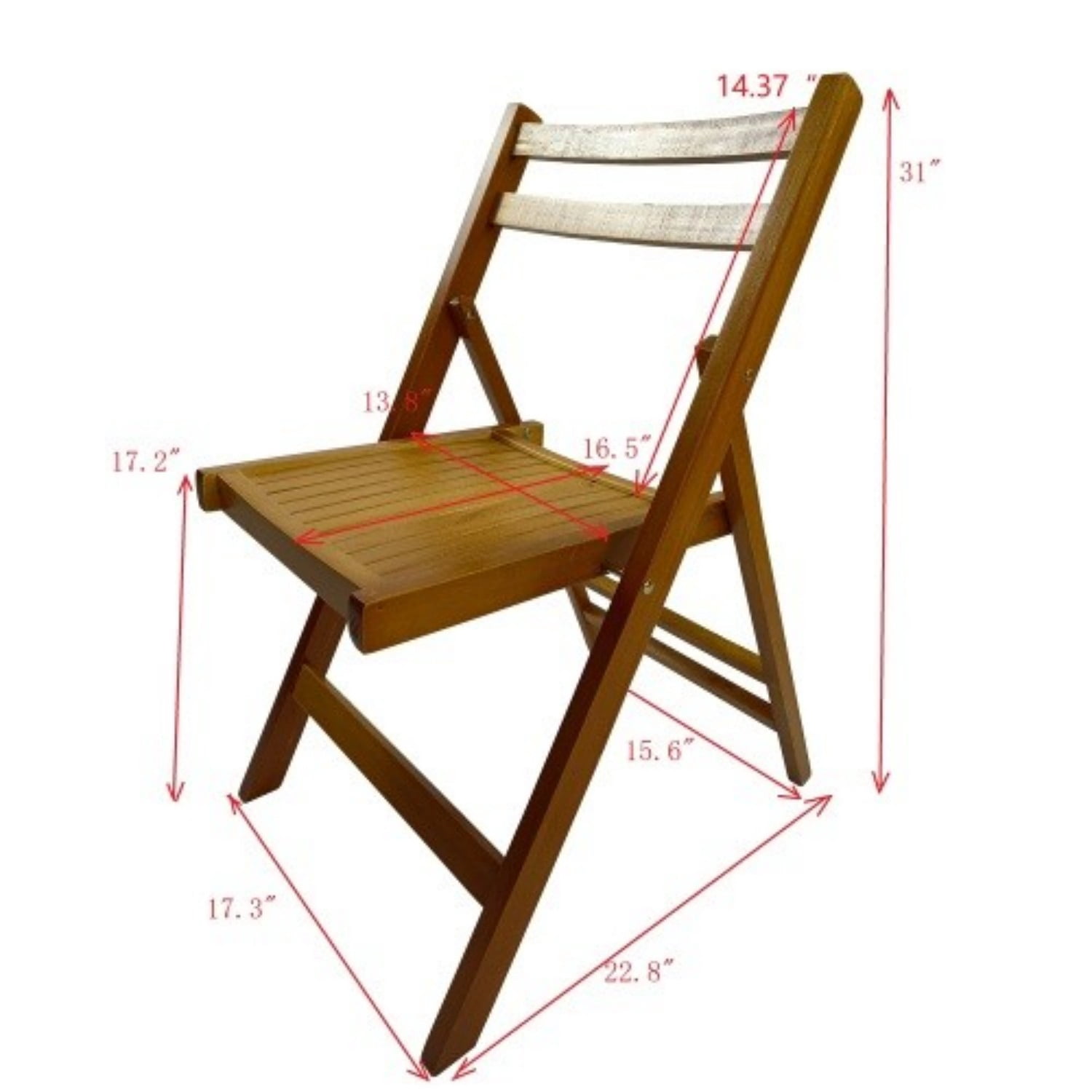Folding Chairs Set of 4, Solid Wood Folding Chairs with Slatted Seat, Portable Event Chairs for Dining Room, Kitchen, Wedding & Party, Teak