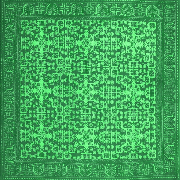 Ahgly Company Indoor Square Persian Green Bohemian Area Rugs, 6' Square