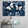 thumbnail image 4 of Mudket Blue Flower with Gold-Trimmed White Butterflies Canvas Wall Art, Floral Botanical Wall Decor, Framed Ready to Hang Artwork for Living Room Bedroom Bathroom - 12"L x 8"W, 4 of 10