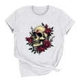 thumbnail image 4 of Busydd Summer Tops for Women Stylish Skull Print T Shirts for Women Casual Short Sleeve Round Neck Graphic Tees Comfy Cotton T-Shirts S, 4 of 6