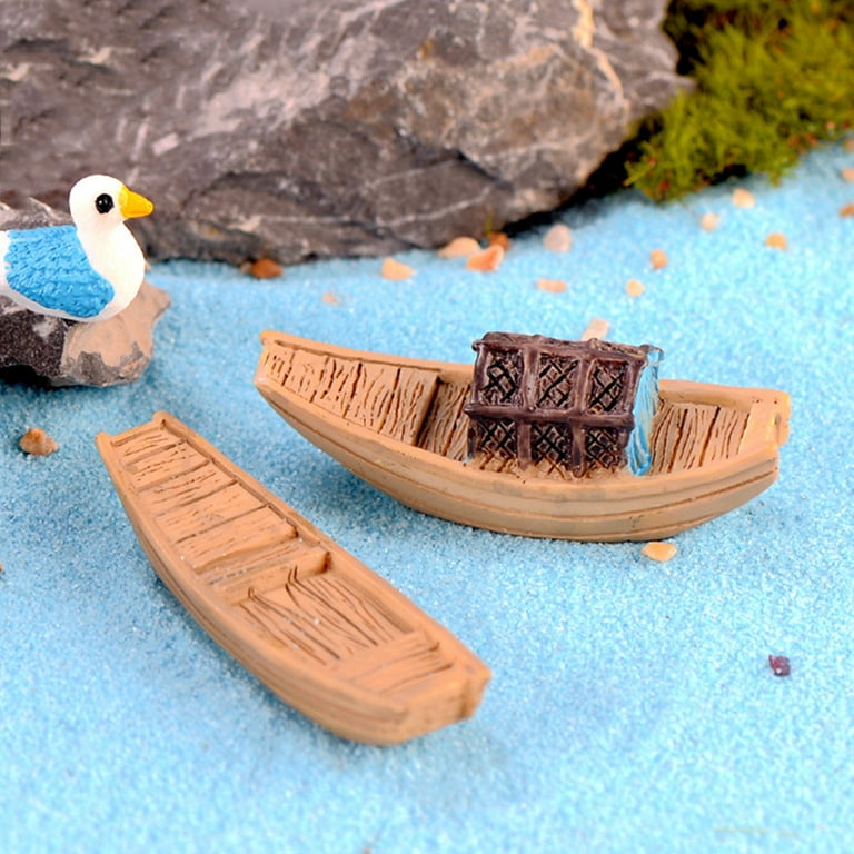 Farfi Resin Fishing Awning Boat Mini Landscape Figurine Garden