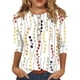thumbnail image 2 of ICHUANYI Clearance Women's Casual 3/4 Sleeve Printed Round Neck Buttoned Basic Tunic Tops T-shirts Blouses(White, L) ICHUANYI WER2023081510651, 2 of 5