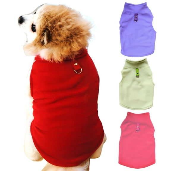 TELOLY Dog Fleece Vest, Cozy Soft Winter Coat, Warm Dog Apparel, Cold Weather Small Dog Pullover Fleece Jacket Sweater with Leash Ring