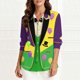 thumbnail image 1 of TaTaai Women Fashion Mardi Gras Print Long Sleeve Loose Casual Shirt Unisex Lapel Button Down Blouse Holiday Top for Daily Office Party Streetwear Spring Summer Wear Gift, 1 of 9