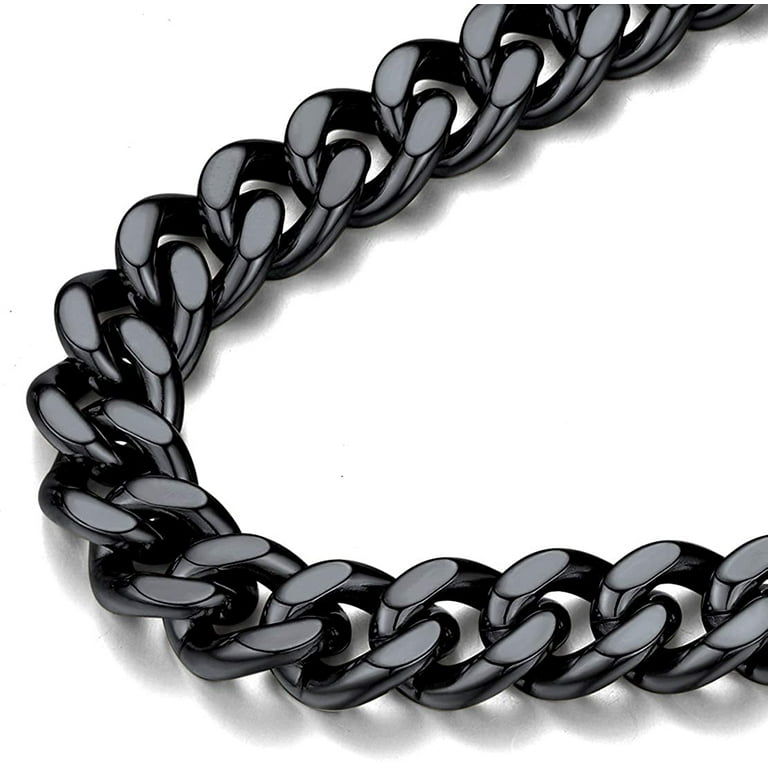 Black stainless steel 2024 cuban link chain