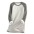 thumbnail image 2 of ESSSUT Hauts pour Femmes Liquidation Chandail en Molleton Épais en Polaire Manches Longues Patchwork Léopard Velours Chaud Col Rond sous-Vêtements Hauts Gris m, 2 of 5