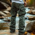 thumbnail image 7 of IAJDKMEK Men's Cargo Pants - Loose Drawstring Multi-Pocket Pants Wide Leg Casual Pants for Hiking and Outdoor Work with Comfortable Straight Leg,Army Green L, 7 of 7