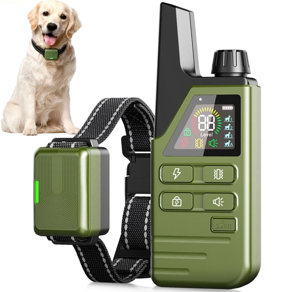 Kisportee Dog Training Collar with 3 Modes, Dog Shock Collar with Remote 4500FT Range , IPX7 Waterproof Bark Collar for for Dogs 10-120 lbs, Green