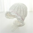 thumbnail image 2 of Coerni Toddler Baby Girls Lace Sun Bonnet Hat Toddler Girls Princess Ruffle Brimmed Eyelet Bow Summer Fashion White Cap, 2 of 4