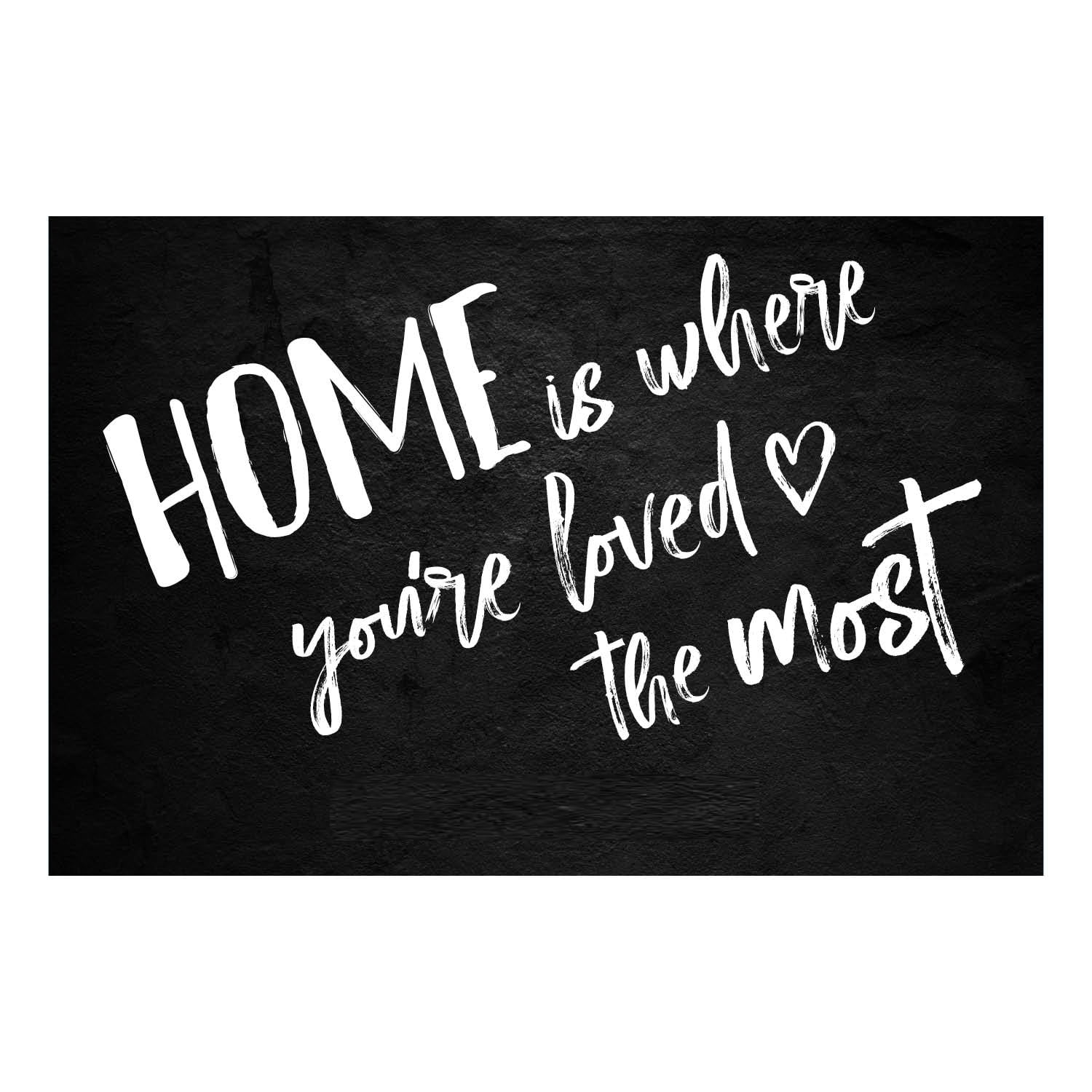 Personalized Planet 27x18 Home is Where You're Loved the Most Doormat with Custom Family Name Printed on Black Rectangular 1/8” Thick Non Slip Mat for Kitchen Hallway Deck or Porch