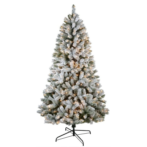 7.5 PI de pin siffleur floqué pré-éclairé, 450 mini lumières incandescentes transparentes, vert/blanc, 1002 pointes