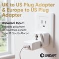 thumbnail image 2 of Adaptador de viaje Unidapt UK a US, paquete de 2, enchufe universal, 2 of 6