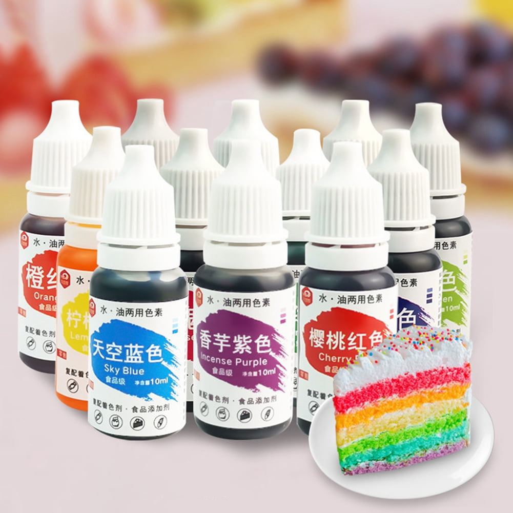 Conditiclusy 12 Colors 10ml Natural Ink Food Coloring Cake Pastries Cookies DIY Craft Pigment
