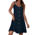 thumbnail image 2 of Liquidation d'Été 2025! Robe Grande Taille pour Femmes, Liquidation d'Été pour Femmes, Mode Robe d'Été Décontractée Sans Manches à Col en V avec Boutons, Robe de Plage Bohème, Mini Robes, 2 of 5