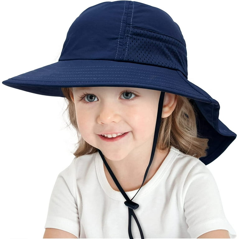 Yuanbang Toddler Sun Hat UPF 50 Sun Protection Fishing Hats for Boys Girls,S(0-2y),Dark Blue, Toddler Unisex, Size: One Size