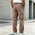 thumbnail image 6 of MXALUOB Men's Corduroy Pants Cargo Textured Drawstring Trousers with Flap Pockets Ribbed Wide Leg Elastic Waist Casual Pant for Winter, 6 of 6