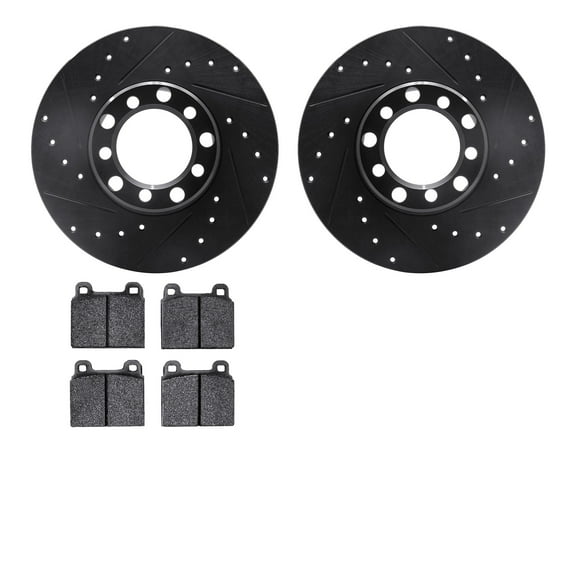 Dynamic Friction Company Front Brake Rotors-Drilled and Slotted-Black with 5000 Advanced Brake Pads 8502-63009