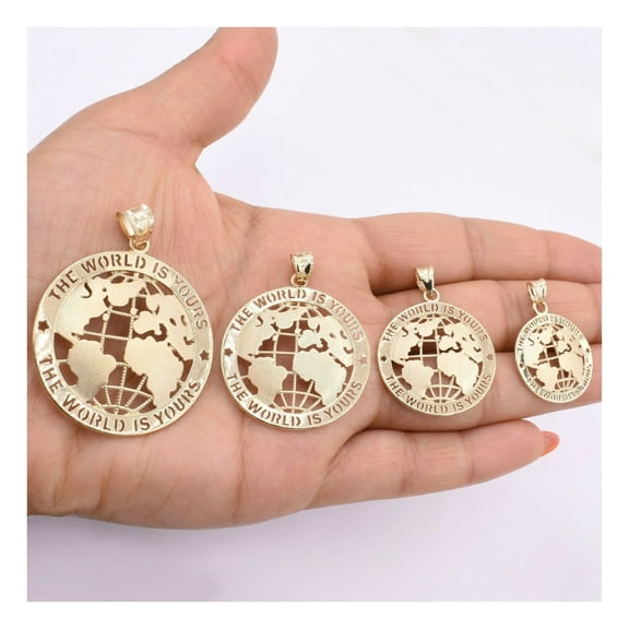 The World is Yours Pendant Unisex Adult 10K Yellow Gold, All Sizes - Goldum NYC