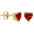 thumbnail image 4 of AoneJewelryHeart Garnet Earrings for Women in 14k Yellow Gold ( 5mm ) Prong-Setting, 4 of 4