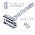 thumbnail image 2 of Men's Traditional Classic Double Edge Chrome Shaving Safety Razor + 5 Blades Set, 2 of 4
