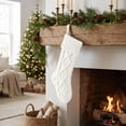 thumbnail image 2 of Cable Knit Christmas Stockings, 18 Inch Diamond Pattern Hanging Stocking, Indoor Outdoor Festive Christmas Decorations for Fireplace Mantel, Christmas Tree, Storage Candy and Christmas Holiday Gifts, 2 of 7