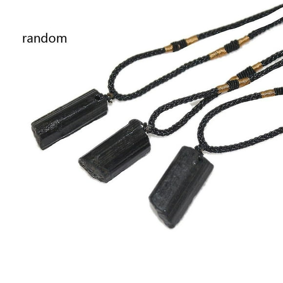 Natural Crystal Black Tourmaline Stone Necklace Healing Pendant Jewelry Decor