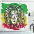 thumbnail image 1 of Ambesonne Rasta Shower Curtain, Hair Style Lion Portrait, 69"Wx84"L, Green Yellow and Red, 1 of 3