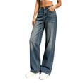 thumbnail image 5 of Njagoc3 Jeans for Women Baggy Wide Leg Womens Jeans Elastic Waist Low Mid Rise Denim Pants with Pockets, 5 of 6