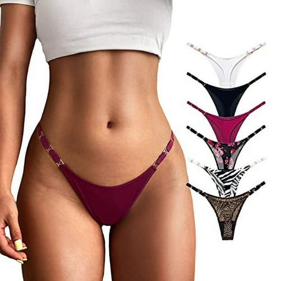 Women's Sexy G-String Thongs Cotton Panties T Back Underpants 5Pack Hipster