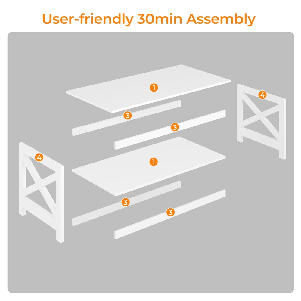 Topeakmart 2-Tier X-Design Coffee Table Accent Table with Storage Shelf White