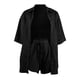 thumbnail image 4 of Conjunto de chándal de 2 piezas para mujer: blusa holgada con botones y pantalones cortos elásticos de cintura alta - Poliéster, color liso, ropa informal/de estar por casa, conjuntos de verano, 4 of 4