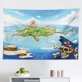 thumbnail image 1 of Island Map Tapestry, Treasure of Tropical Beach Chest Key World Theme Print, Fabric Wall Hanging Decor for Bedroom Living Room Dorm, 2 Sizes, Cream Pink Blue, by Ambesonne, 1 of 1