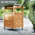 thumbnail image 5 of Outsunny Outdoor Grill Cart with Wheels and Storage Cabinet, Solid Wood Outdoor Kitchen Island with Stainless Steel Top, Drawer, Side Handle, Brown, 5 of 9
